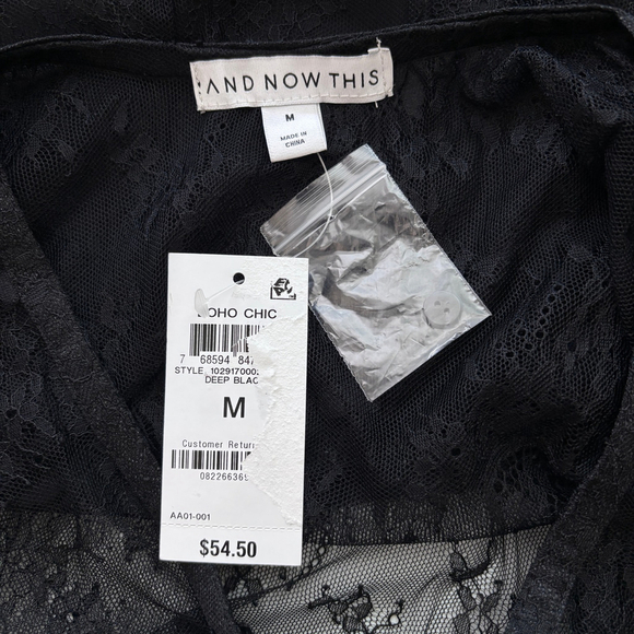 And Now This Women's Medium Black Lace V-Neck Button-Front Cropped Top NWT - Picture 7 of 7